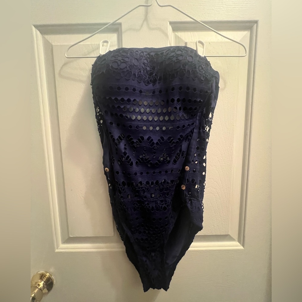 Blue Strapless Bodycon One Piece